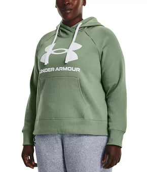 UNDER ARMOUR Plus Size UA Rival Fleece Logo Hoodie Green Women 2X MSRP $50