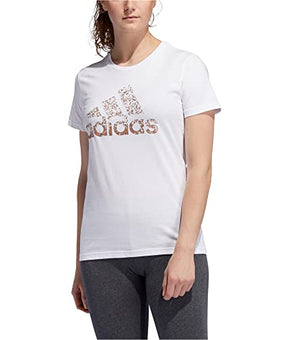 adidas Womens Metallic Logo Graphic T-Shirt, White, Size L