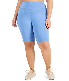 Ideology Women Blue Fitted UPF 50+ Biker Heather Active Wear Shorts Plus Size 1X