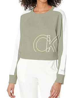 Calvin Klein Performance Women CK Logo Long Sleeve Crew Neck Crop Fleece X-Large