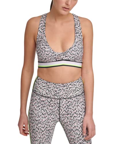 DKNY womens Sport Printed Low-Impact Sports Bra, Slate Heather, Size L