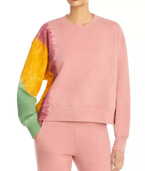 Velvet by Graham & Spencer Cotton Tie Dyed Sweatshirt XS Yellow Pink