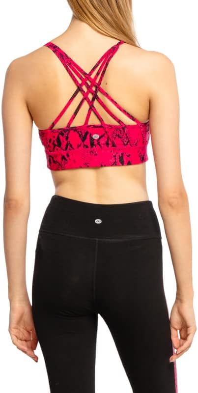 DKNY Sport Women's Snake-Embossed Sports Bra Tank Top (Pink, X-Small Size XS