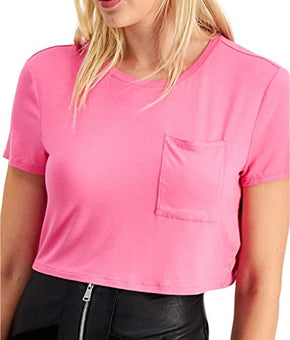 Bar III Boxy Cropped T-Shirt Soft Berry Large