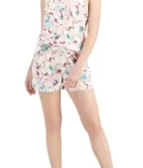 Alfani Piping Trim Tank Shorts Pajama Set Multi Pink Tropical Size XS