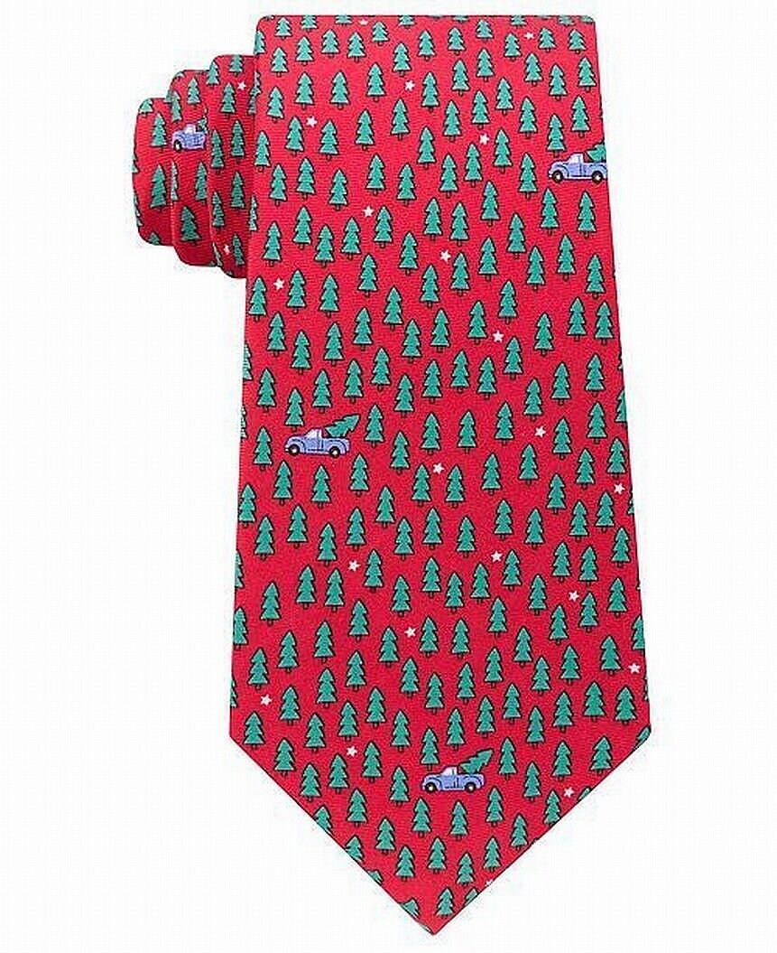 Tommy Hilfiger Mens Conversational Self-tied Necktie Red One Size MSRP $70