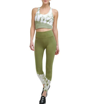 DKNY Sport Women's Tie-Dyed-Hem 7/8 Leggings Green Size XS MSRP $60