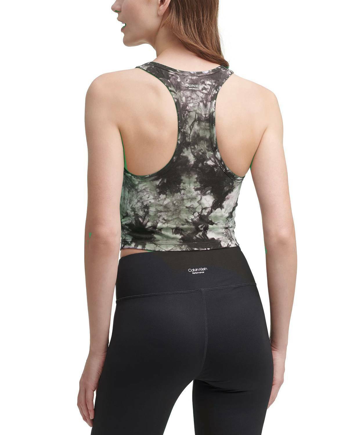 Calvin Klein Performance Sports Bra Active Crop Top Size S Black Gray MSRP $50