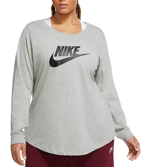 Nike Womens Plus Size Cotton Graphic Top Gray Size 1X