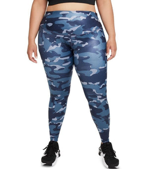 Nike One Plus Size Mid-Rise Camo-Print Leggings Blue Size 3X MSRP $70