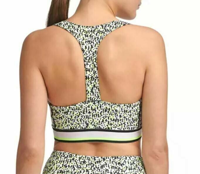 DKNY Sport Printed Low-Impact Sports Bra womens white Size XL MSRP $45
