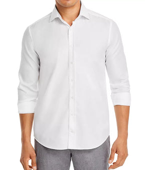 Dylan Gray Men Dobby Classic Fit Button Down Shirt White Size L