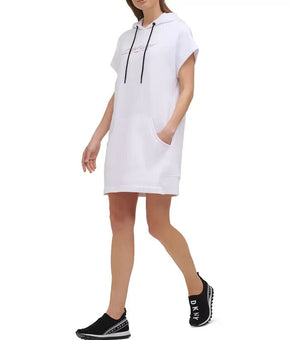DKNY SPORT Women's Ombr? Logo Hooded Sneaker Dress White Size M MSRP $80