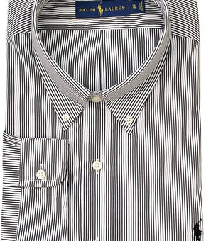 Polo Ralph Lauren Men Classic-Fit Hairline-Striped Button Shirt, Black/White L