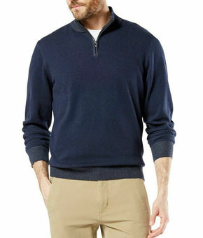 Dockers Mens Alpha Quarter-Zip Sweatshirt Blue Size XL MSRP $80