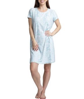 Hanes Women Printed Short Sleeve Sleepshirt Nightgown Mint Light Blue Size S