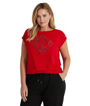 Lauren Ralph Lauren Plus-Size Sequined Art Deco Co Lipstick Red 1X MSRP $90