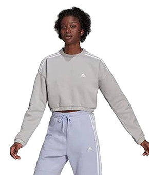 adidas Women's Hyperglam Cropped Crew Sweatshirt (X-Large, Grey)