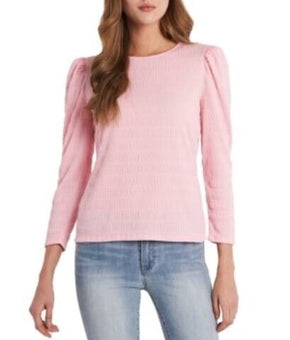 Vince Women's Camuto Shirred Puff Sleeve Top Pink Size XL MSRP $69
