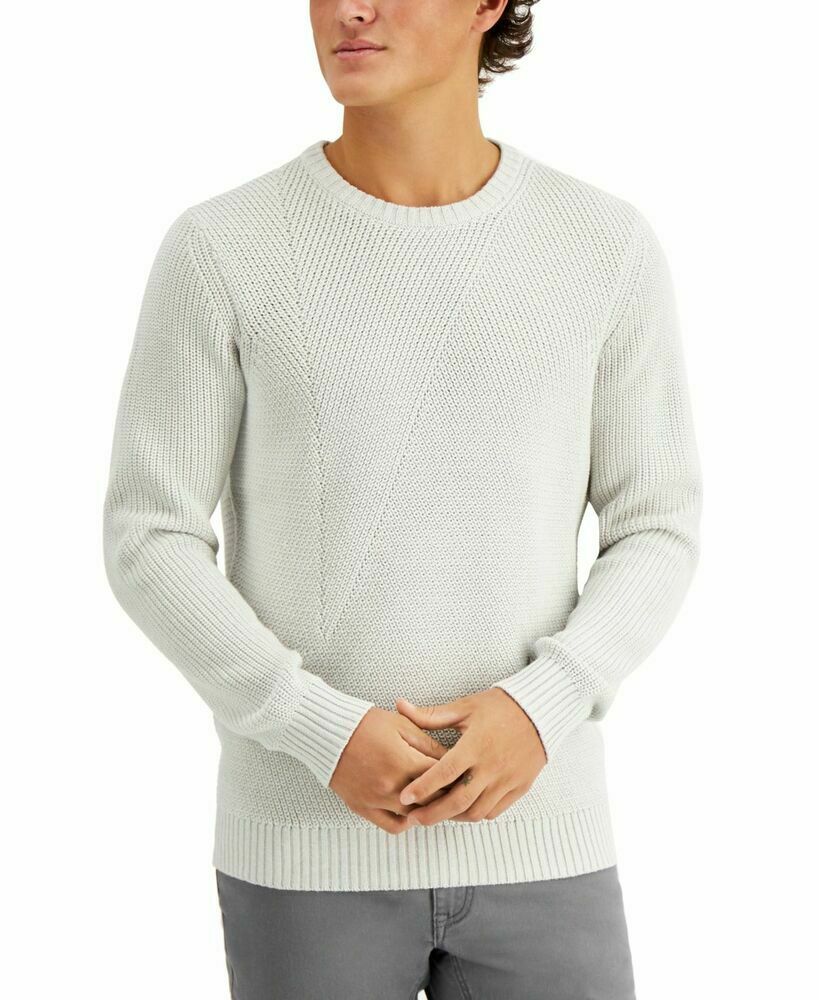 INC Mens Sweater Whispy Gray Size Small S Crewneck Letter Knit Pullover SALE $70