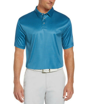 PGA TOUR Men's Gingham Golf Polo Shirt Teal Blue Size S