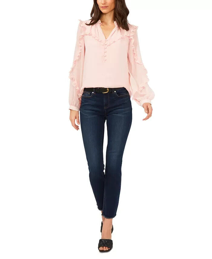 VINCE CAMUTO Ruffled-Sleeve Blouse Pink Size XL MSRP $89