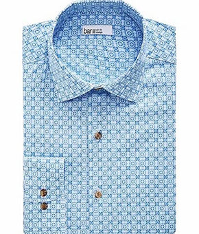 bar III Mens Blue Spread Collar Slim Fit Dress Shirt Cotton Shirt S 14/14.5