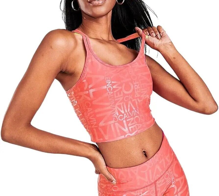 Calvin Klein Performance Women's Printed Strappy-Back Tank Top Pink Size S
