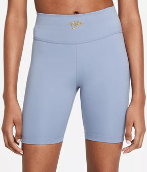 Nike Women's Logo-Waist Bike Shorts Blue Size S MSRP $45