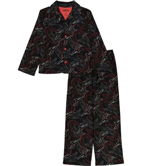 AME Big Boys Shang-Chi Coat Pajamas, 2 Piece Set Black Red Size 4