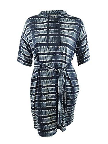 Michael Michael Kors Women's Plus Size Printed Hoodie Dress (1X, Chambray)