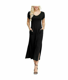 INK+IVY Women's Soft Light Jersey Double V-Neck Dress Black Size XL