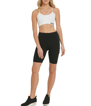 DKNY Sport Logo High-Waist Bike Shorts Size Small Black