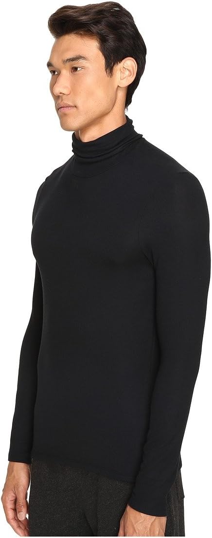 ATM Anthony Thomas Melillo Men's Long Sleeve Rib Turtleneck Sweater, Black, MD