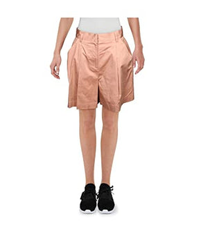 DANIELLE BERNSTEIN Womens Coral Pink Pleated Pocketed Poplin Shorts Size 12