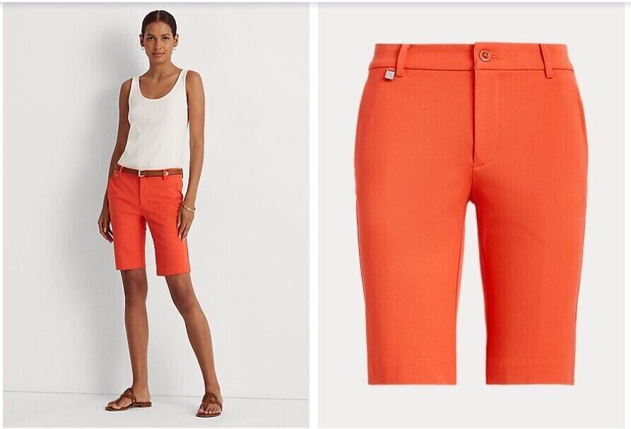 Lauren Ralph Lauren Cotton Twill Bermuda Shorts Orange Size 8P MSRP $80