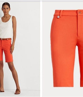 Lauren Ralph Lauren Cotton Twill Bermuda Shorts Orange Size 8P MSRP $80