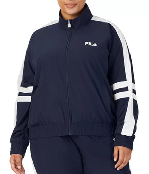 Fila Jovia Zip-Front Logo Track Jacket Blue Navy Plus Size 2X MSRP $70