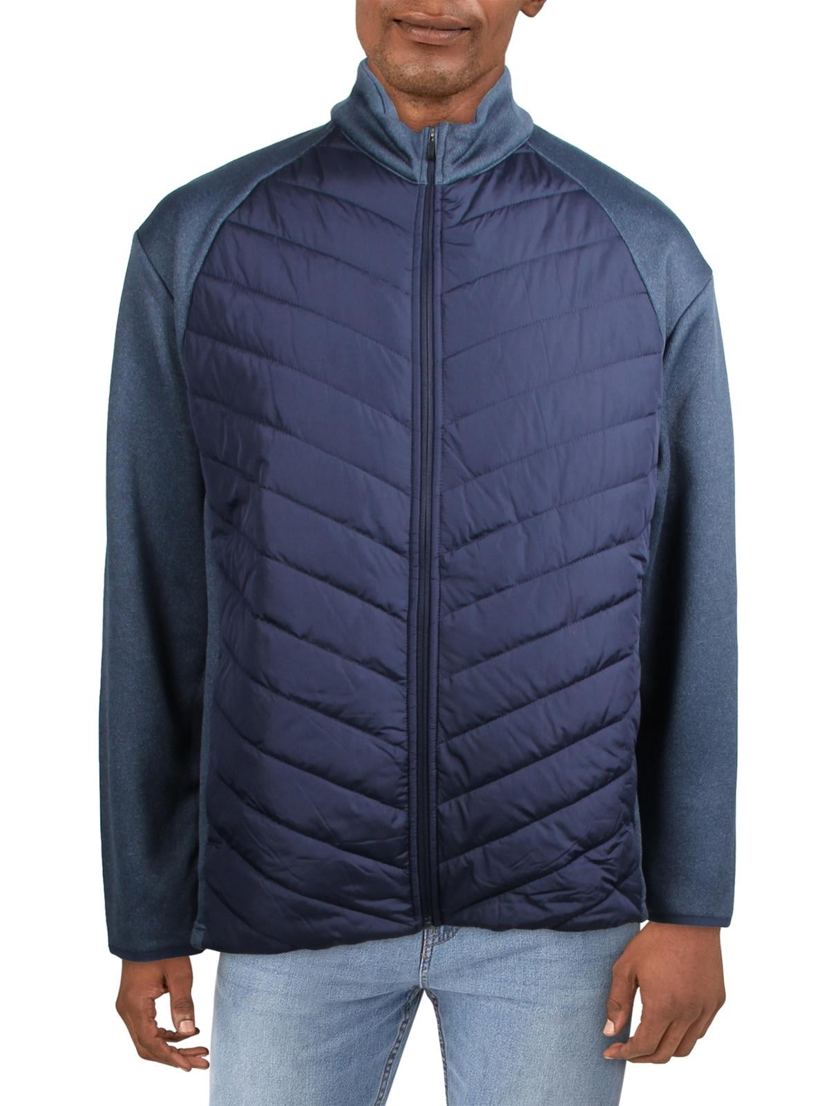PGA Tour Mens Fleece Quilted Puffer Jacket Blue Size XL