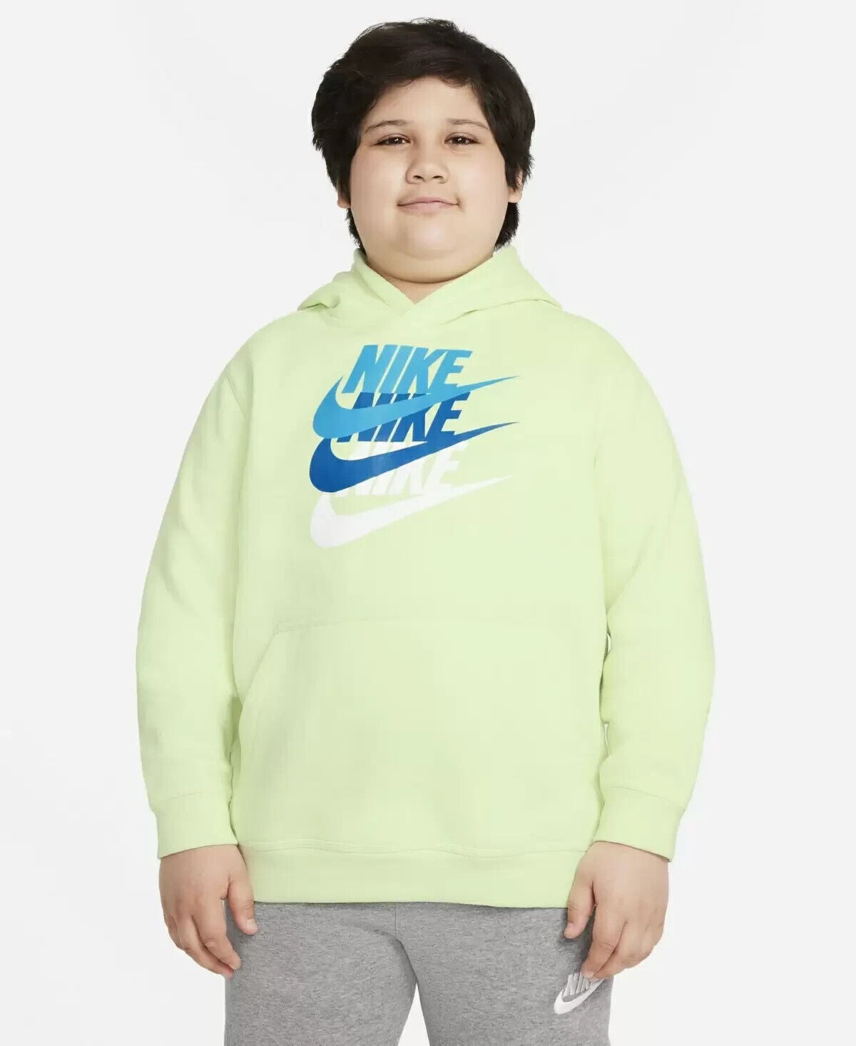 Nike Big Boys Husky Sportswear Pullover Hoodie Light Green Plus Size L MSRP $45