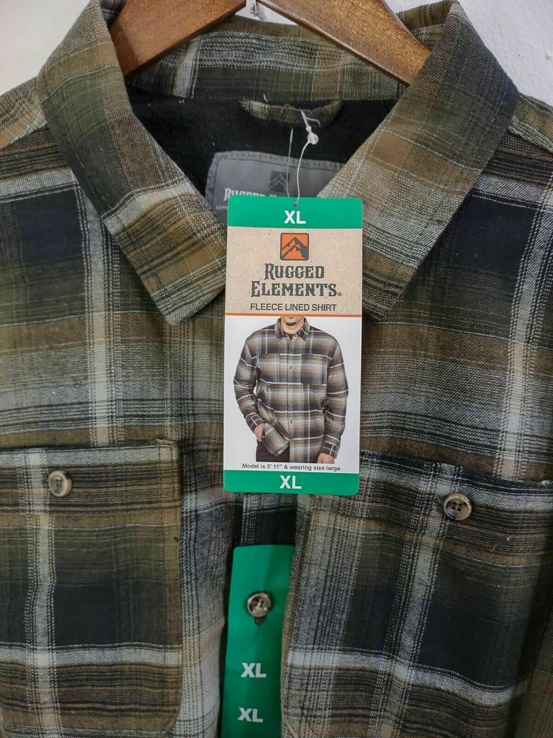 rugged elements Men Soft Comfort Lightweight Green Lined Shirt Olive, Size XL