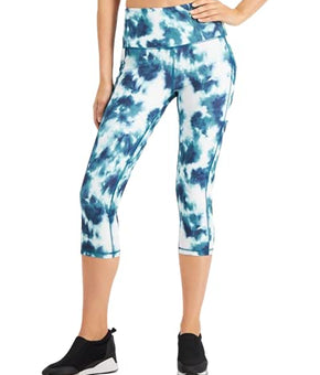 Ideology Tie-Dyed High-Waist Cropped Leggings- Jade tie dye Size L