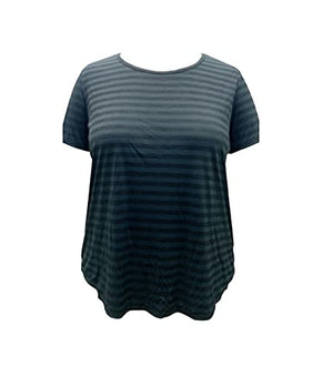 Ideology Plus Size Shadow Stripe T-Shirt Black Size 3X, Womens