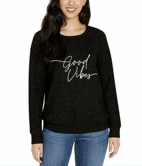 Buffalo Good Vibes womens Sweatshirt Heather Black Crewneck Size XL