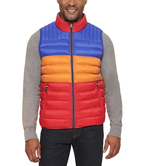 Tommy Hilfiger Men Lightweight Ultra Loft Quilted Puffer Vest British Tan, Large