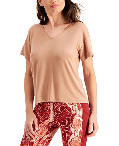 Ideology Womens V-Neck T-Shirt,Terracotta Clay Brown Size XXL
