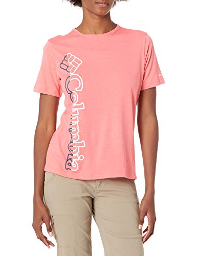 Columbia Women's Bluebird Day Relaxed Crew Neck, Salmon Heather, Plus Size 1X