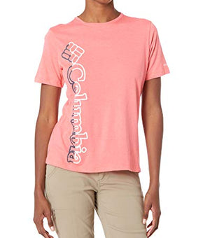 Columbia Women's Bluebird Day Relaxed Crew Neck, Salmon Heather, Plus Size 1X