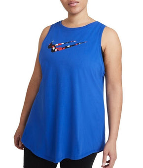 Nike Women's Dri-FIT Plus Swoosh Stars Training Tank Top Blue Size 2X MSRP $30