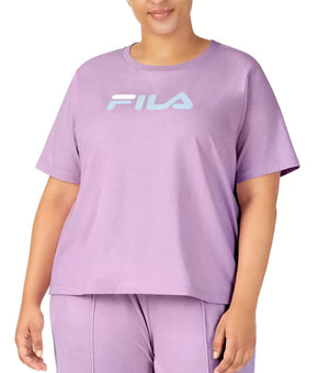 Fila Thea Cotton Logo Short-Sleeve T-Shirt Purple Plus Size 2X
